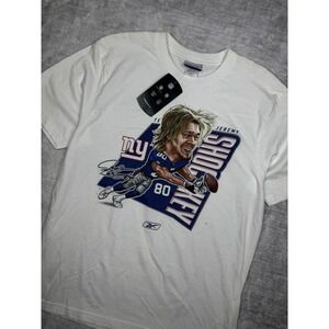 New York Giants Shirt Men's Large White Jeremy Shockey Caricature Vtg Y2K Reebok